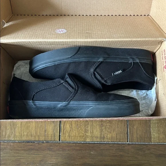 Vans Asher canvas black/black slip-on shoes size women's 7 - Picture 8 of 9